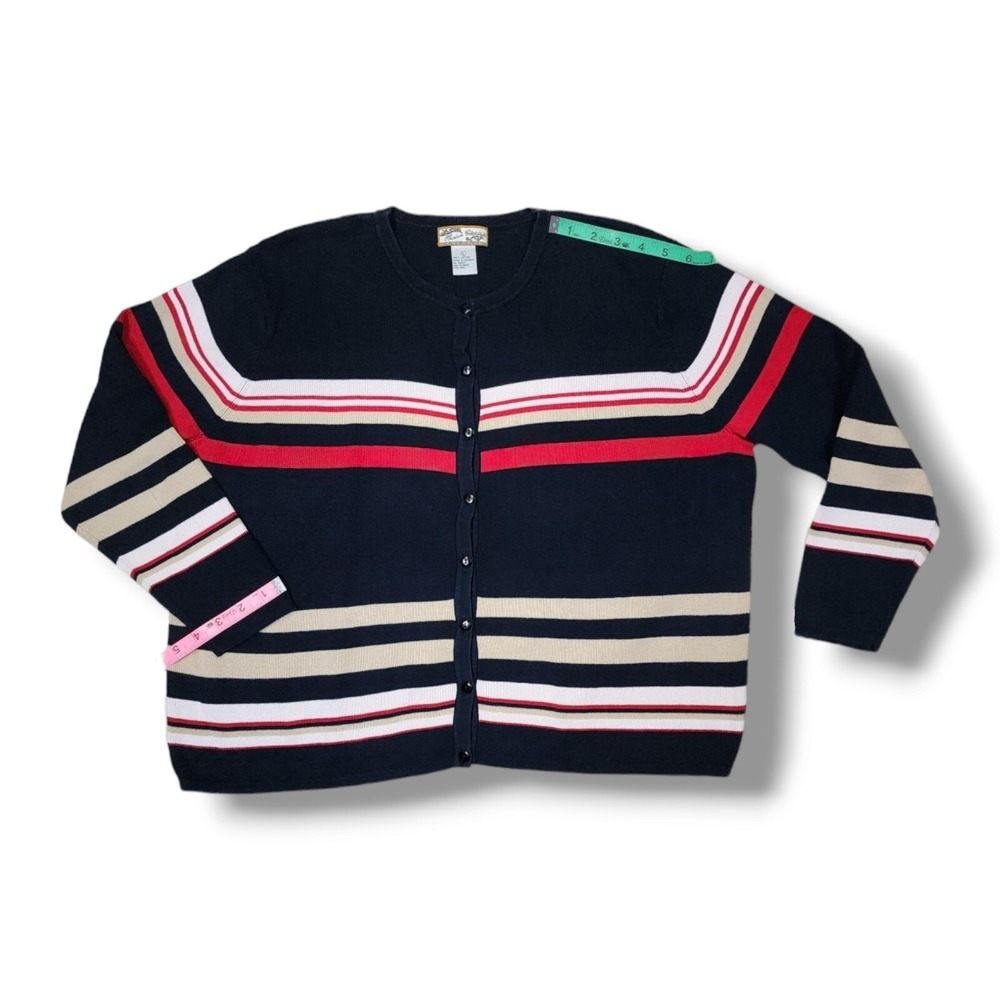 Vintage Heirloom Collectibles Striped Button Up‎ Cardigan Sweater Women's L - Picture 5 of 12